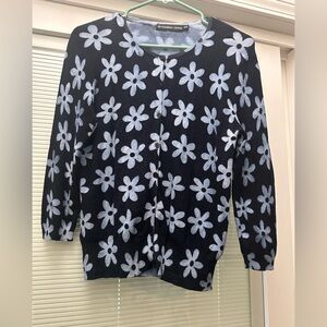 Floral Black and White Cardigan with matching sleeveless top